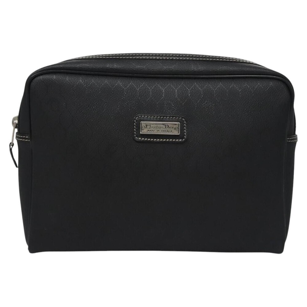 Christian Dior Vintage Honeycomb Zip Coated Canvas Medium